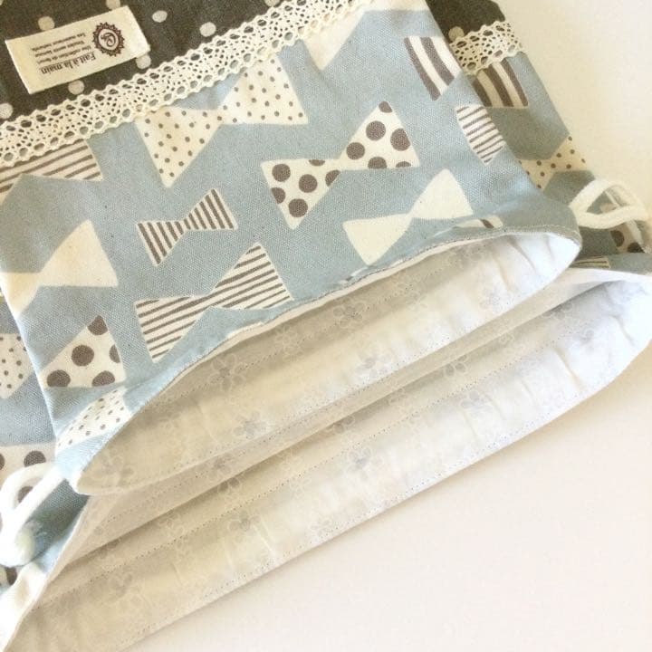 ♡ナチュラルリボン★通園通学５点セット♡内側11号帆布サックスブルー１セット限定