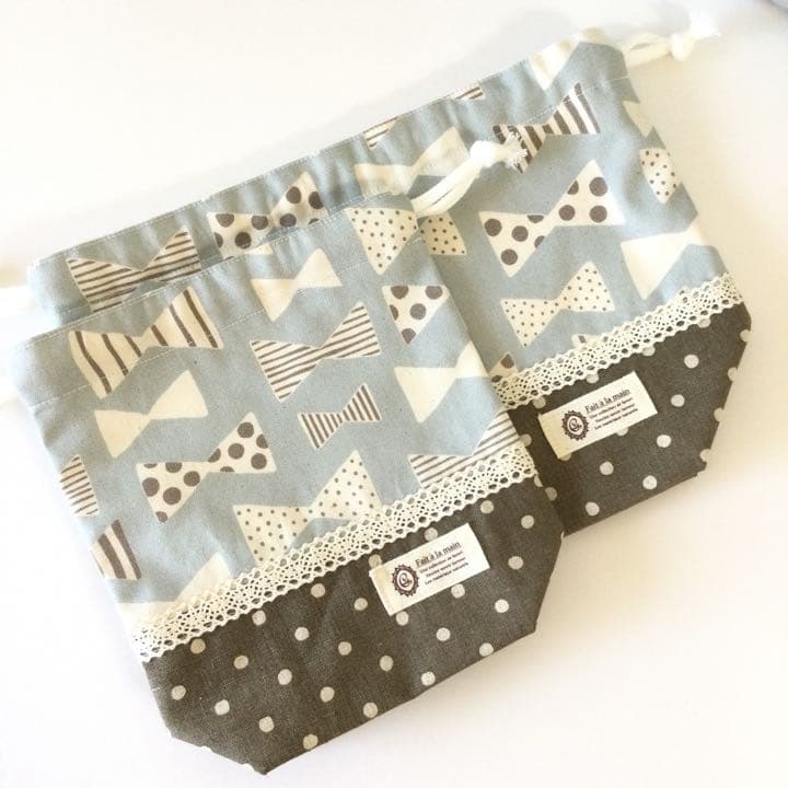 ♡ナチュラルリボン★通園通学５点セット♡内側11号帆布サックスブルー１セット限定