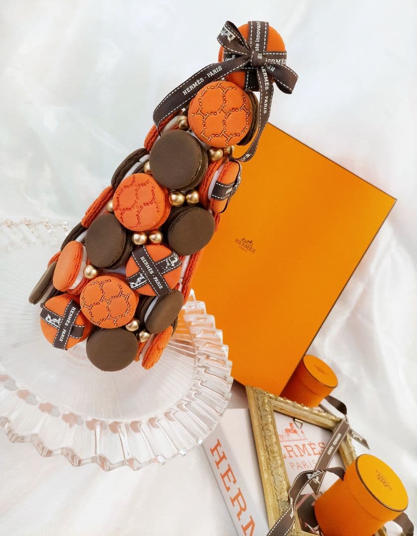 オレンジ×ブラウン♡クレイマカロンタワー【大】