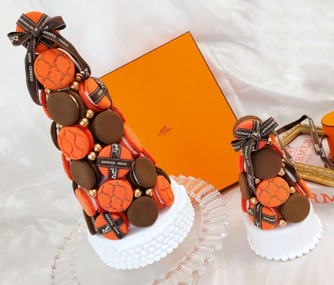 オレンジ×ブラウン♡クレイマカロンタワー【大】