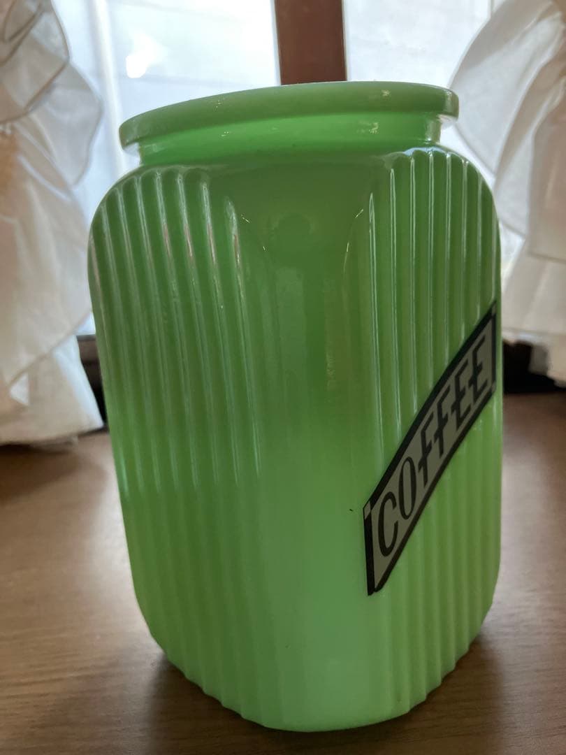 ジェダイグリーン　ミルクガラス コーヒーキャニスター