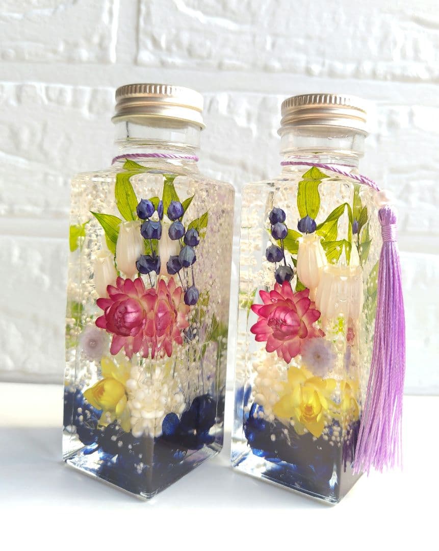 ハーバリウム仏花　２本セット　タッセル付き