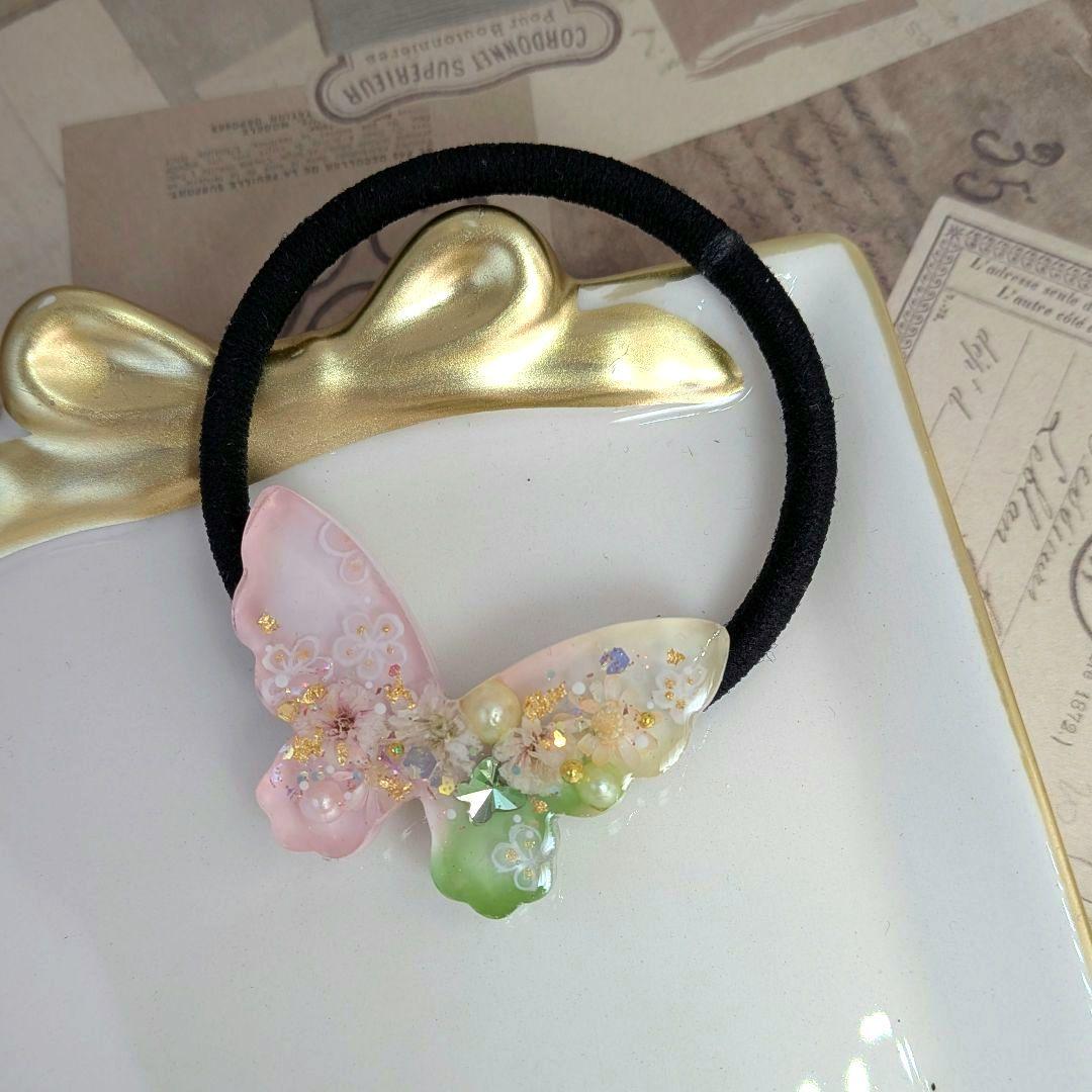 ＃461 手描き✴ひな祭り✴桃の花✴レジンヘアゴムキーホルダー