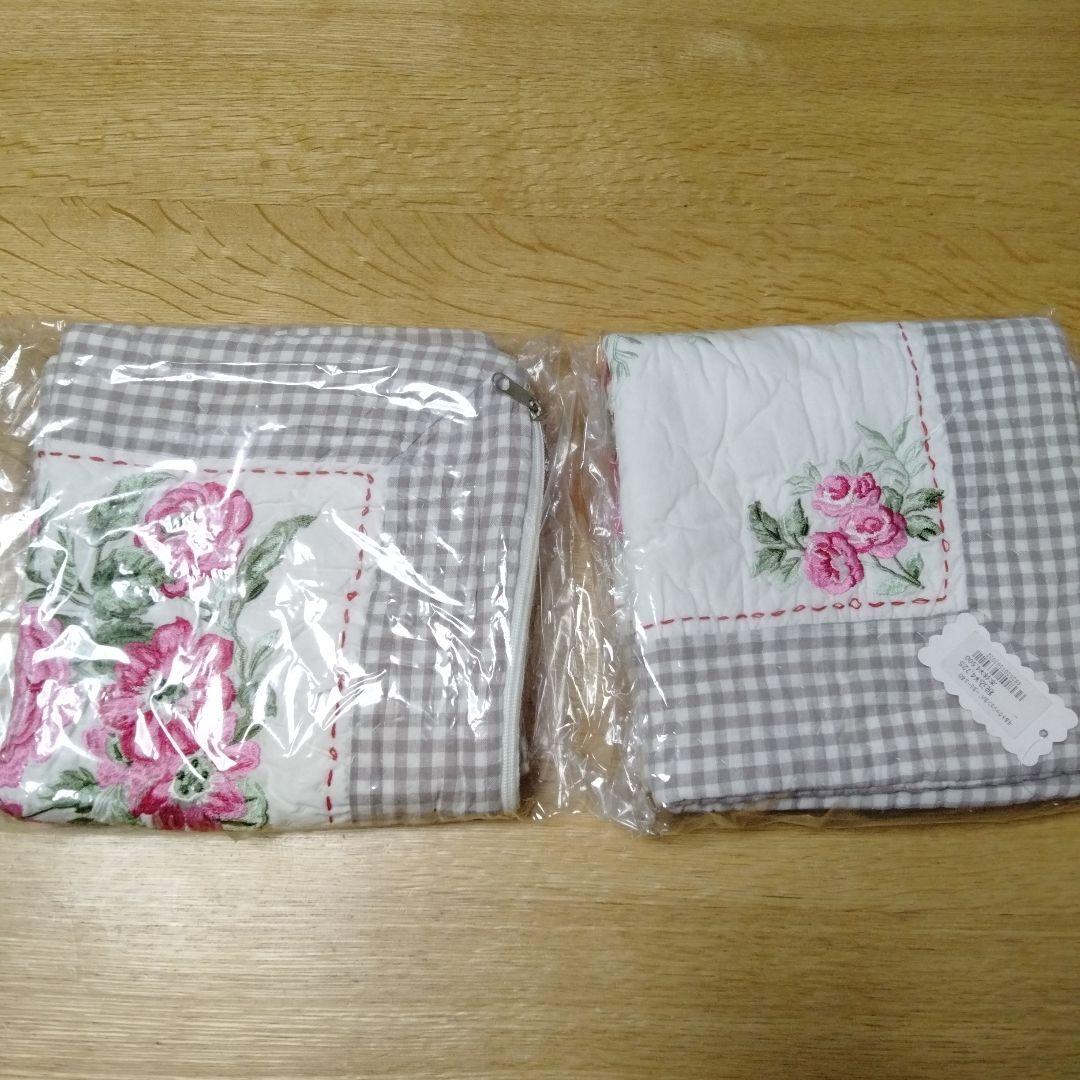 グリーンゲート　green gate ピンク花刺繍 クッションカバー2枚セット