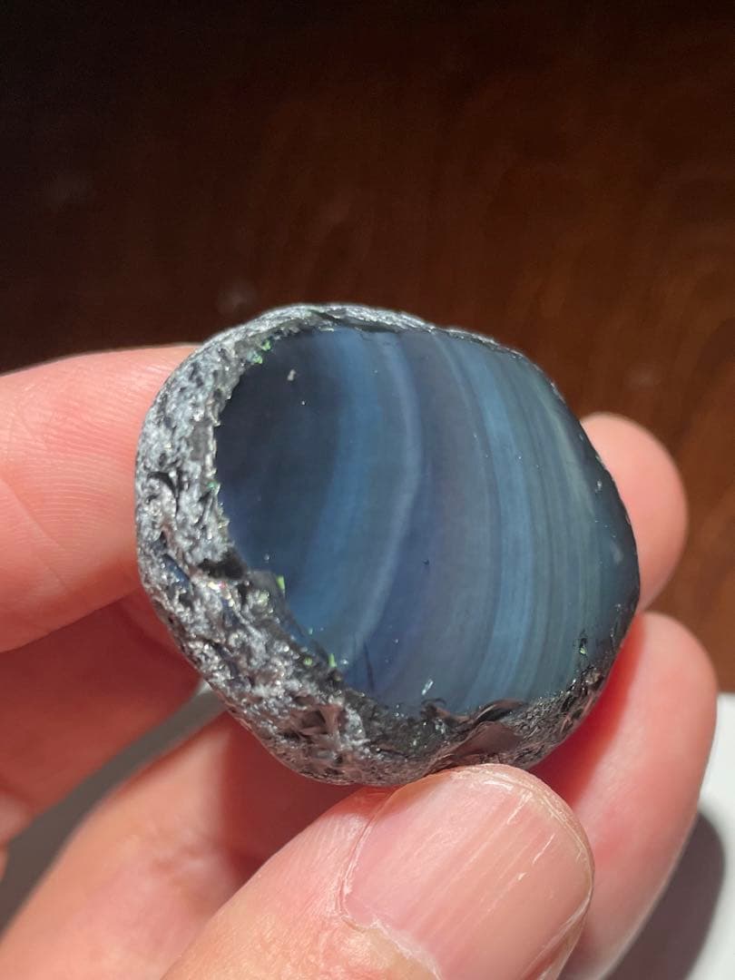 研磨品　十勝石玲瓏　エメラルドグリーンベース　レインボーオブシディアン特級品