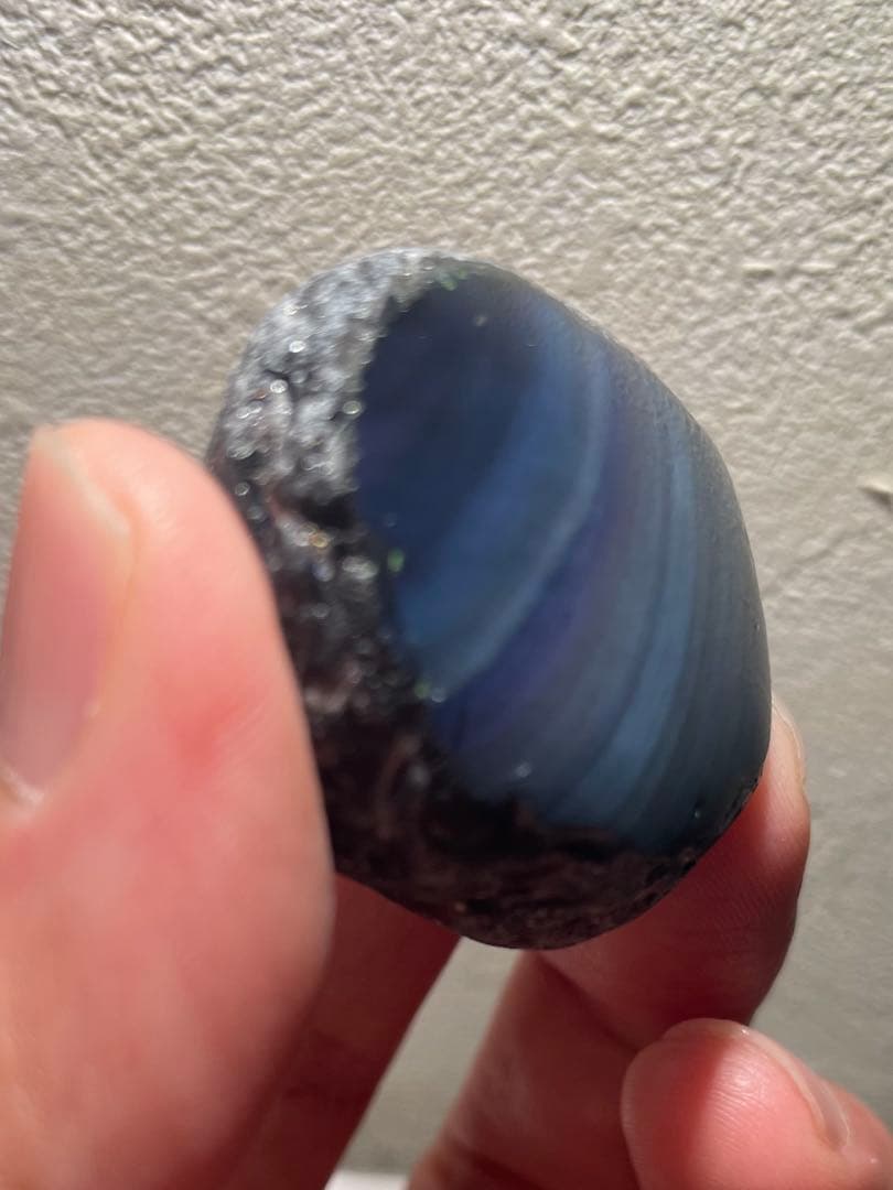 研磨品　十勝石玲瓏　エメラルドグリーンベース　レインボーオブシディアン特級品