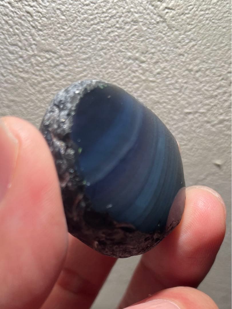 研磨品　十勝石玲瓏　エメラルドグリーンベース　レインボーオブシディアン特級品