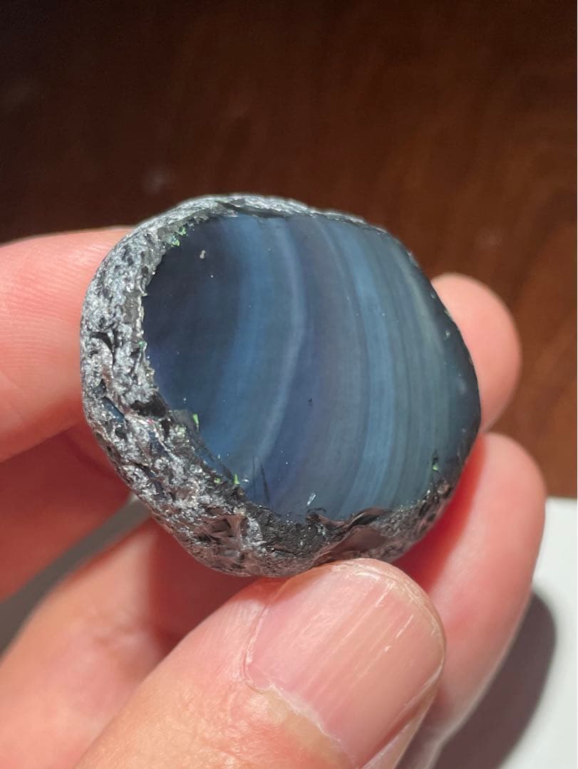 研磨品　十勝石玲瓏　エメラルドグリーンベース　レインボーオブシディアン特級品