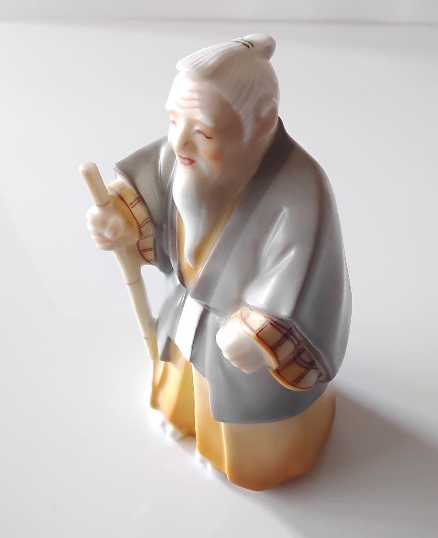 高砂　置物　屏風•木台付　古鈴　磁器　有田焼　アンティーク