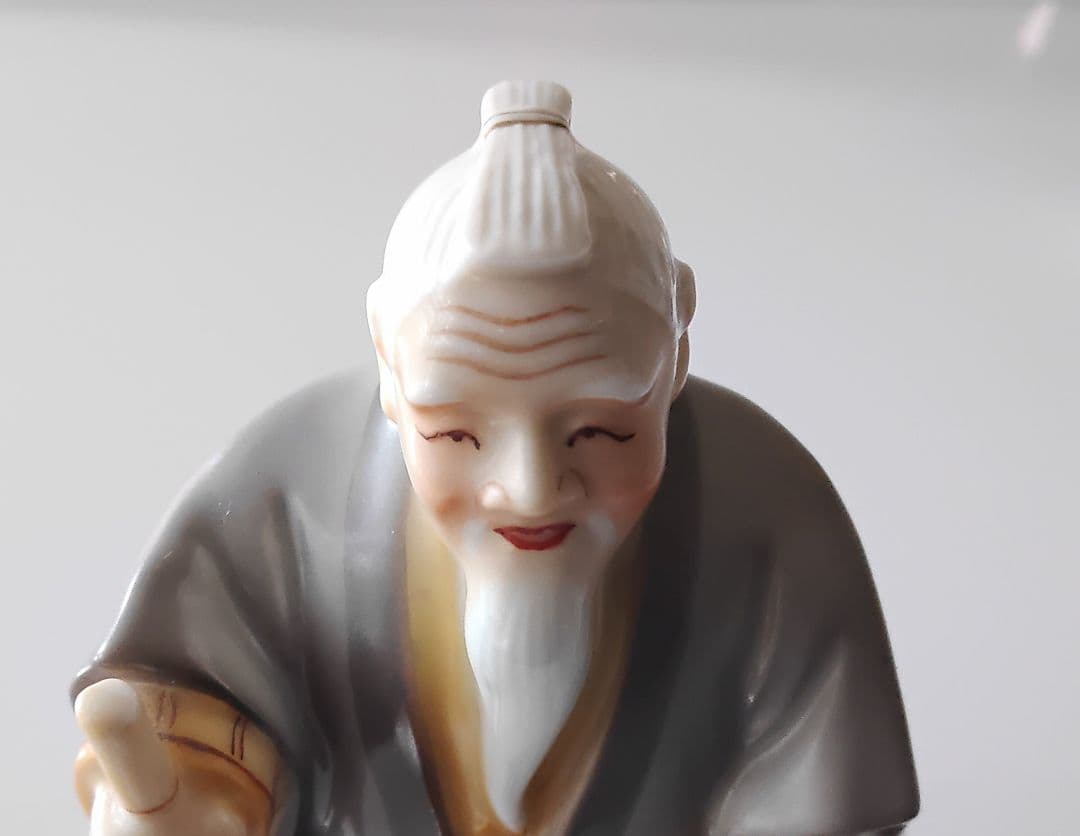 高砂　置物　屏風•木台付　古鈴　磁器　有田焼　アンティーク