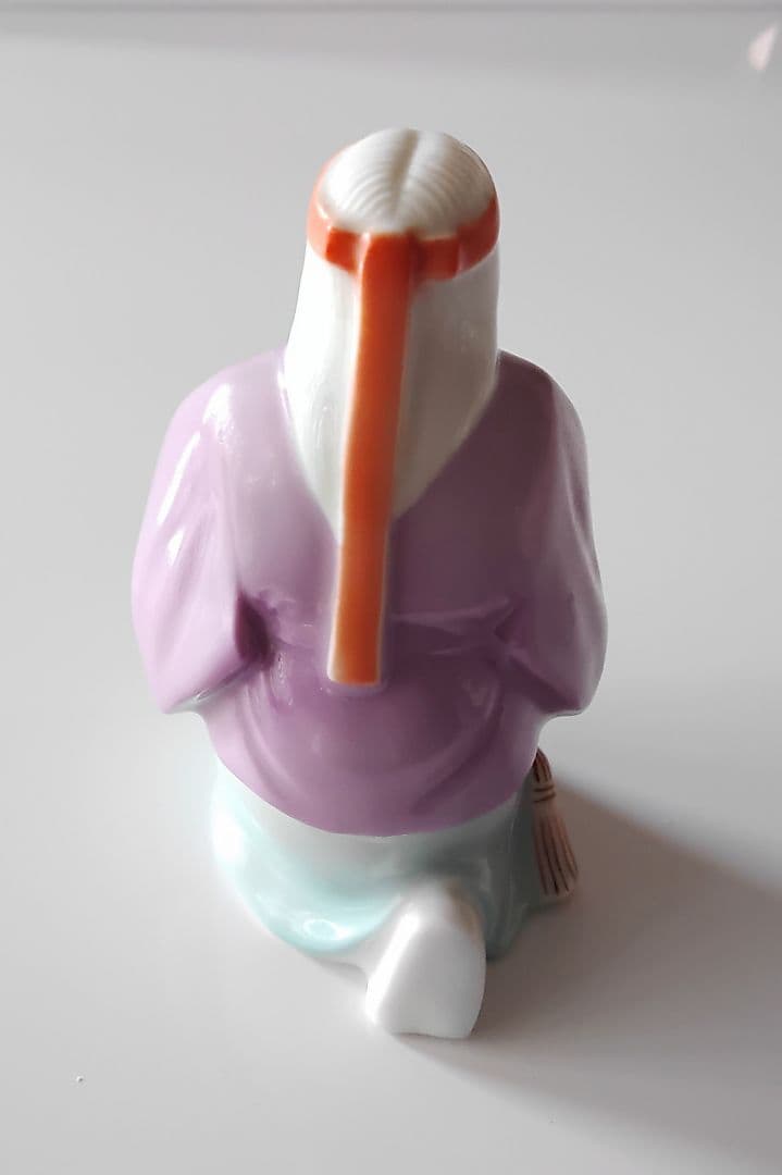 高砂　置物　屏風•木台付　古鈴　磁器　有田焼　アンティーク