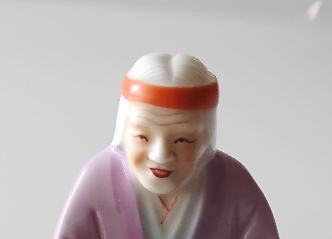 高砂　置物　屏風•木台付　古鈴　磁器　有田焼　アンティーク