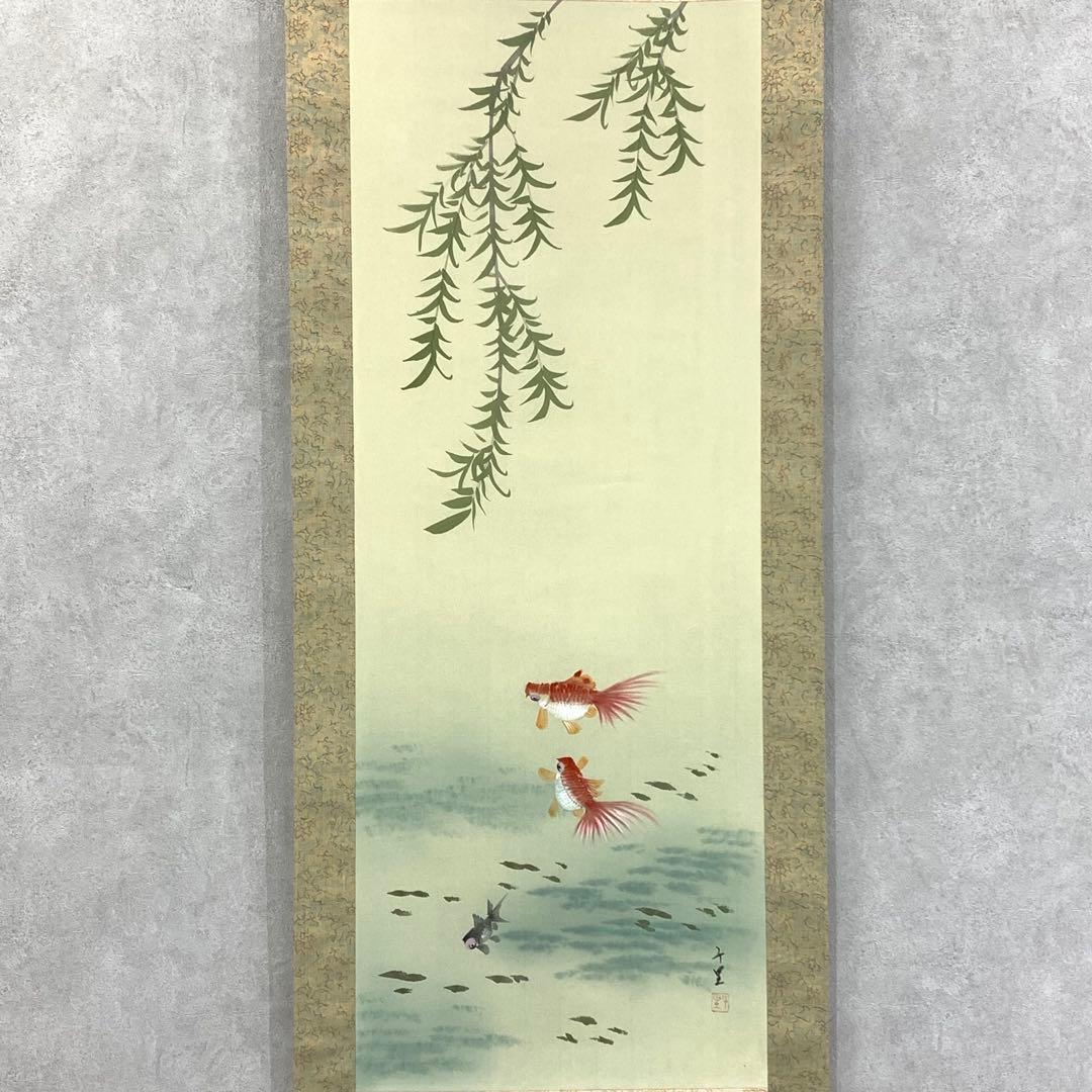 掛軸 千里 金魚 紙箱 出目金 1-33