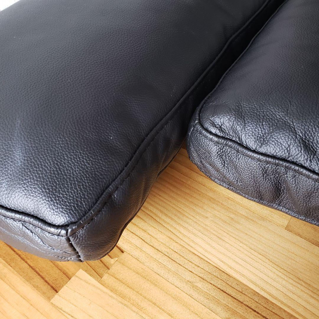 ★ブラック牛革レザークッション 2個セット黒