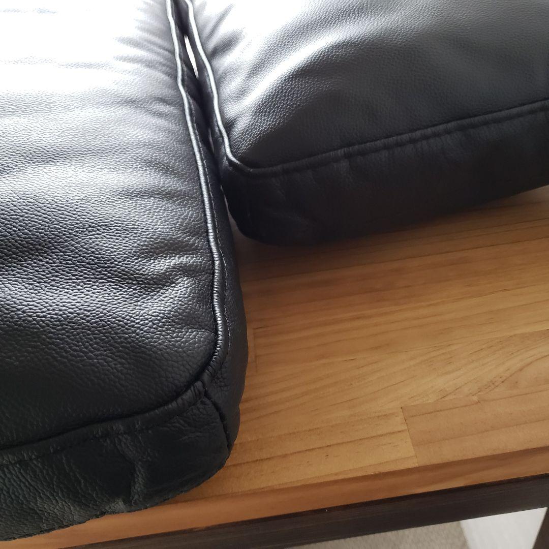 ★ブラック牛革レザークッション 2個セット黒