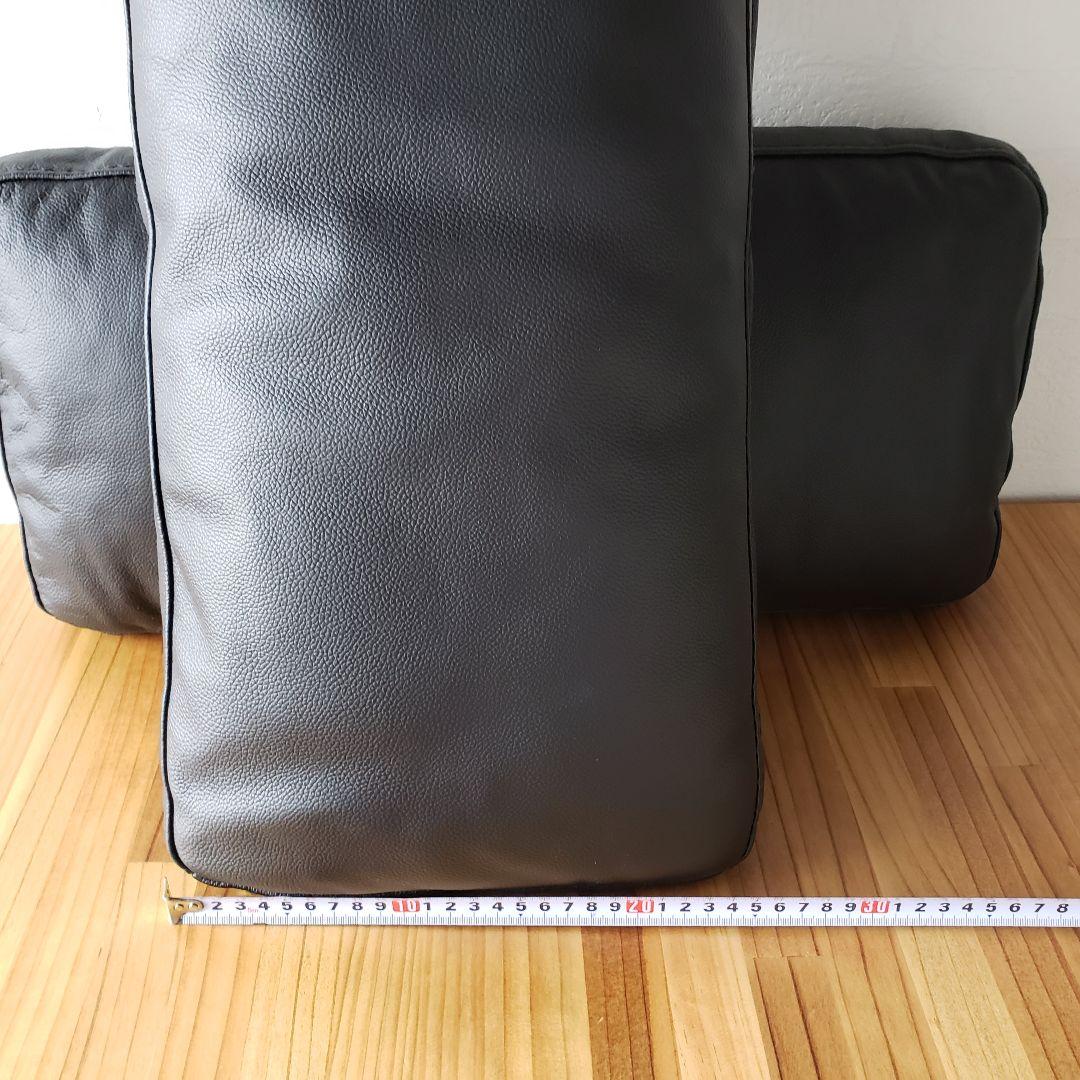 ★ブラック牛革レザークッション 2個セット黒