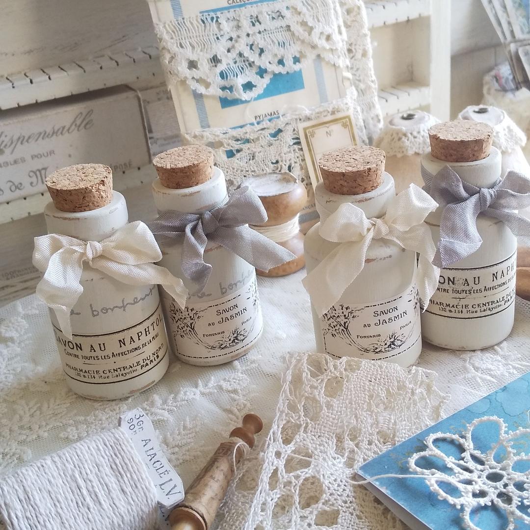 **ミルキーなSAVONボトル風♡miniコルクボトルのペアセット**