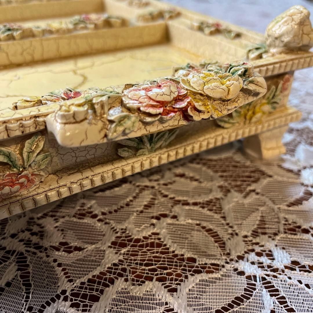 ーイタリア製ー　輸入インテリア小物　アンティーク調3連ガラストレー♪