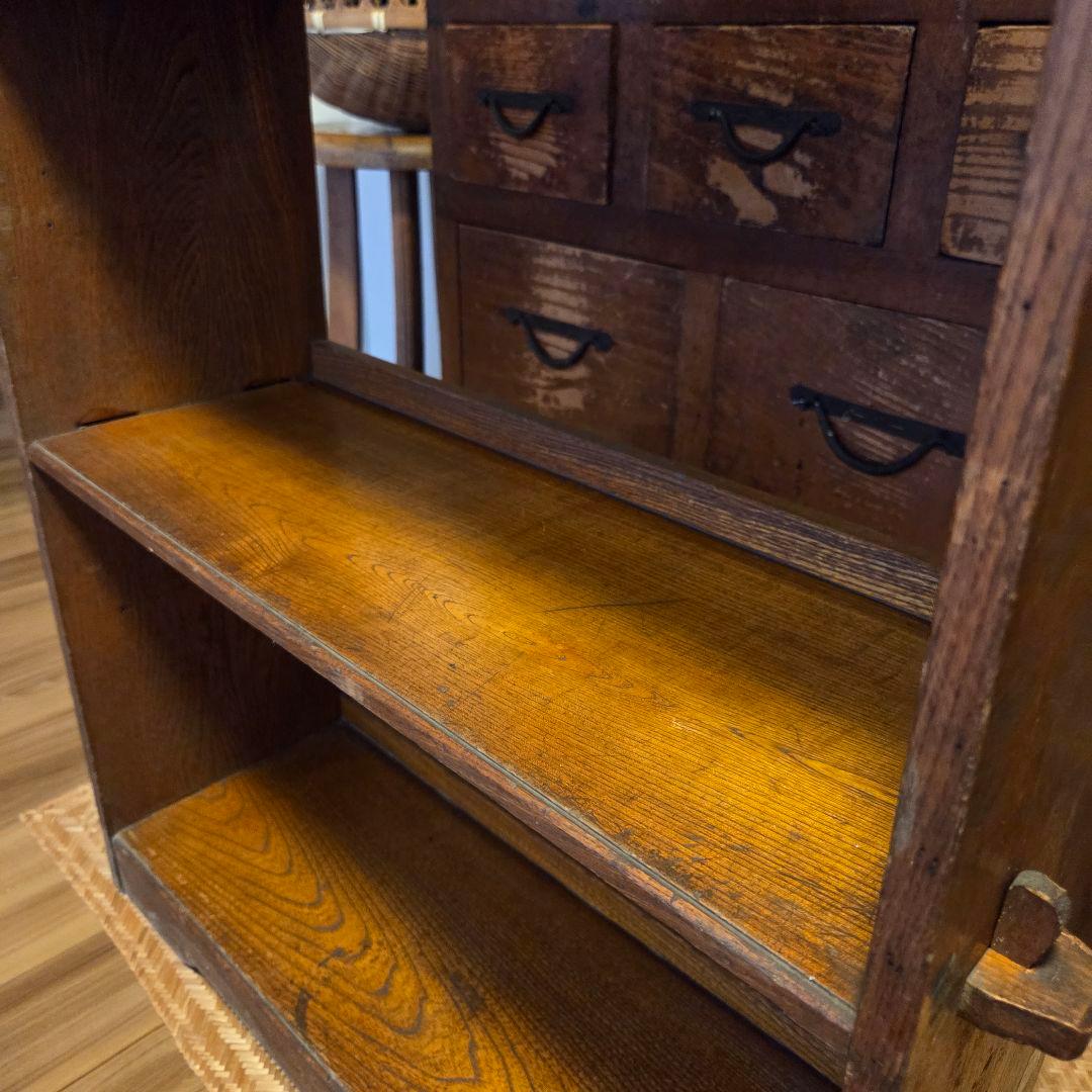 レトロ　古い本棚　楔本棚　古家具　オープンラック　楔棚