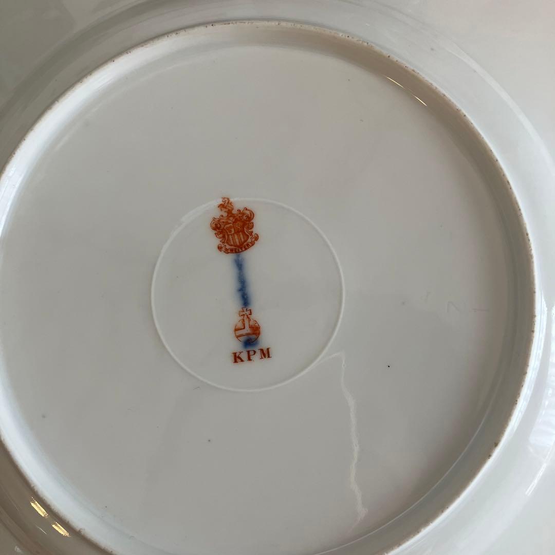 ベルリンKPM    アンティーク　麦わらギクのブーケ金彩プレート