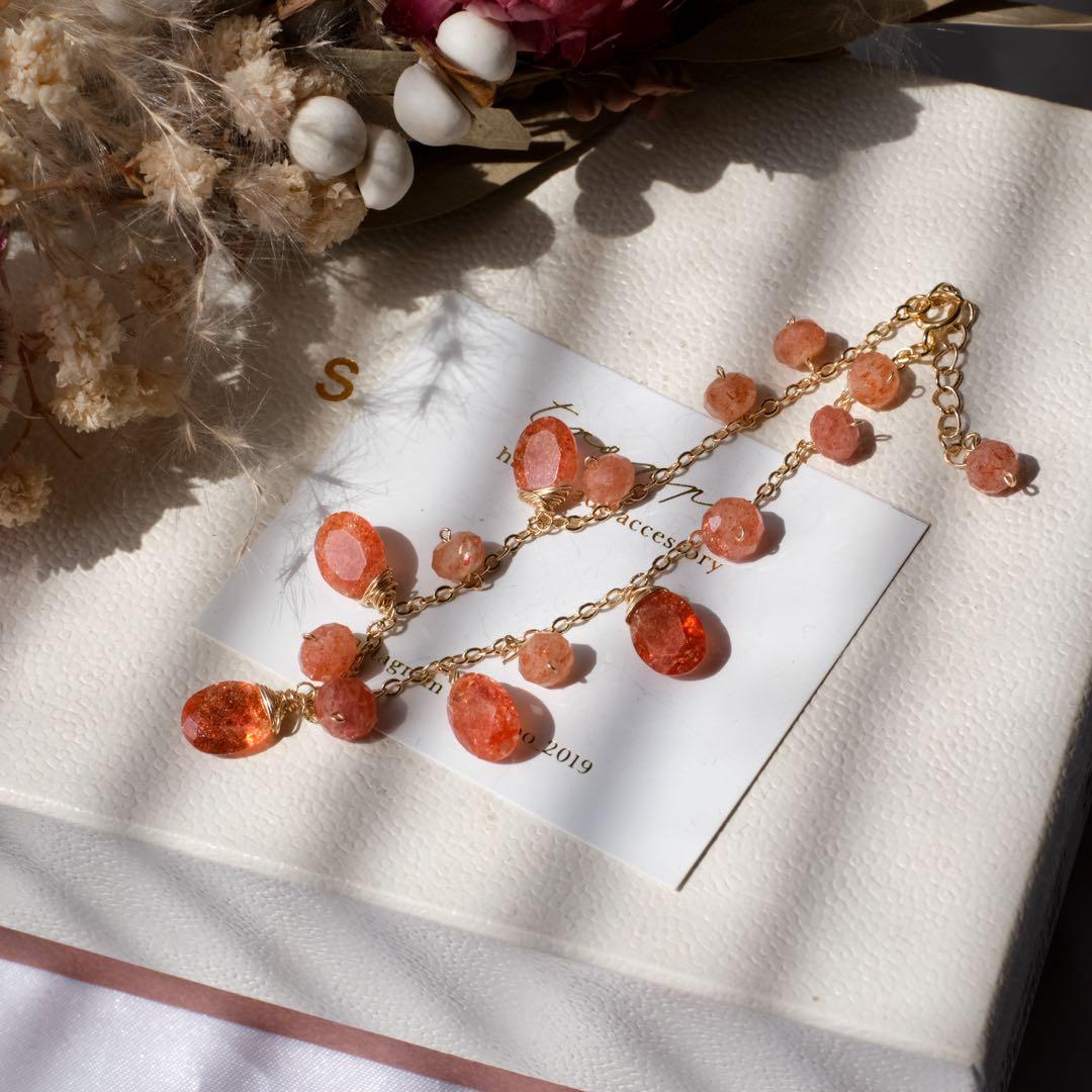 14kgf宝石質サンストーンオーバルファセットブレスレット