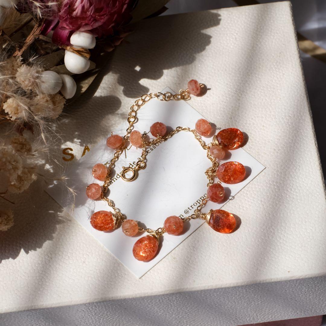 14kgf宝石質サンストーンオーバルファセットブレスレット