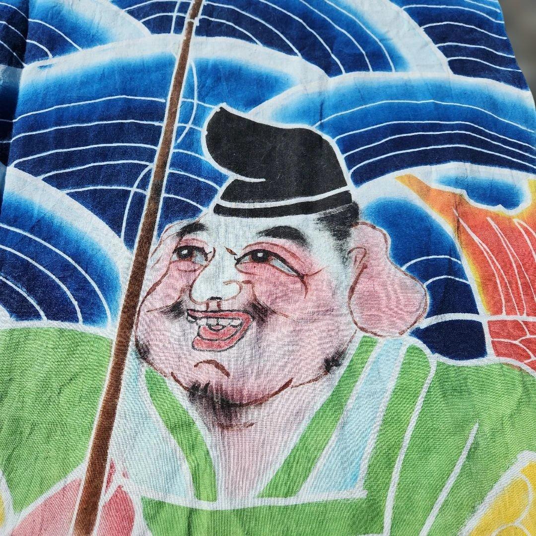 のぼり旗 恵比寿様 アンティーク 古布 武者 幟旗 幕 レトロ 木綿 鯛