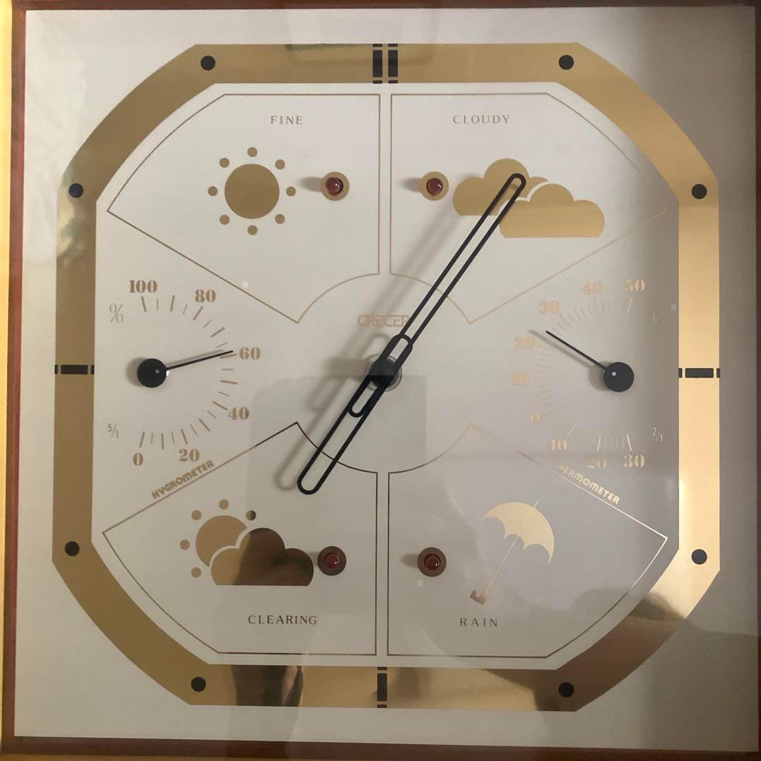 【ジャンク品】変わり時計　壁掛　インテリア　天気予報　クレセル製　レア物　湿度計
