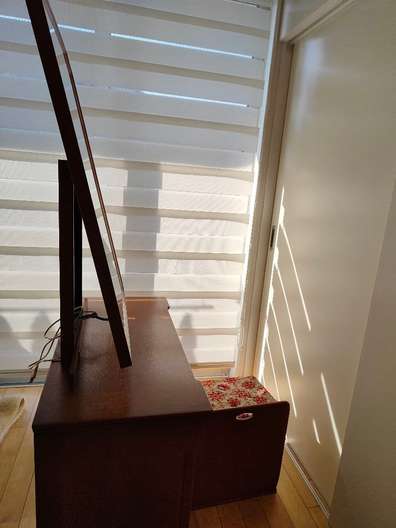 レトロ アンティーク 昭和 木製ドレッサー・ミラー・スツール付き