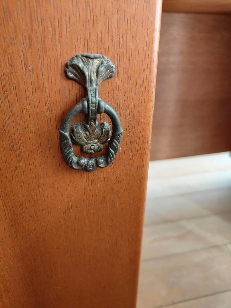 レトロ アンティーク 昭和 木製ドレッサー・ミラー・スツール付き