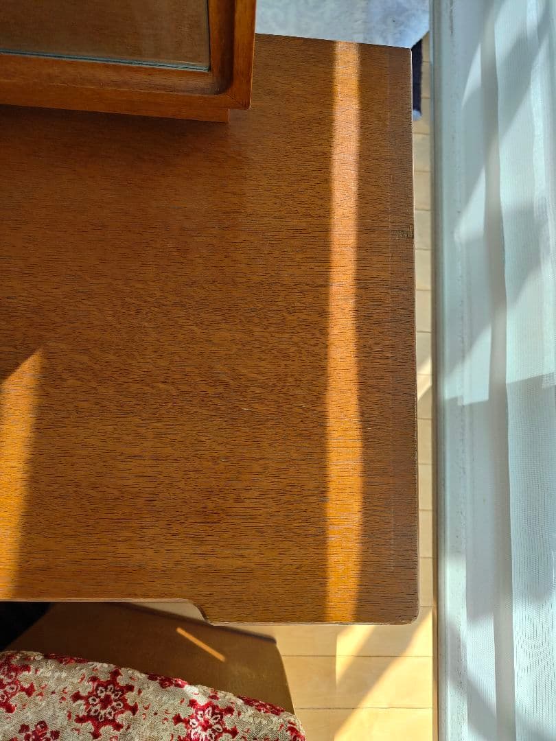 レトロ アンティーク 昭和 木製ドレッサー・ミラー・スツール付き