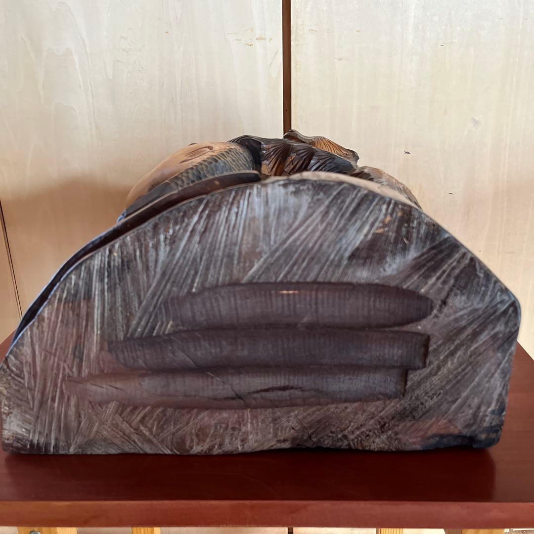 木彫の熊　親子熊　工芸品　クマ　シャケ熊　置物　アンティーク　北海道