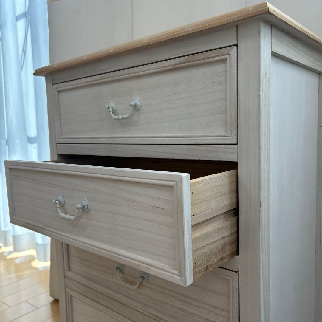 プロカントシリーズ　アンティーク調　チェスト　4段　フレンチカントリー　ホワイト