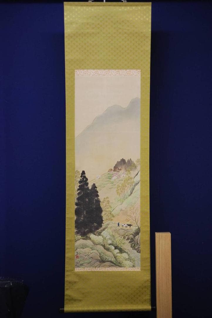 模写/小野竹喬/春景牛之図/布袋屋掛軸HD-357