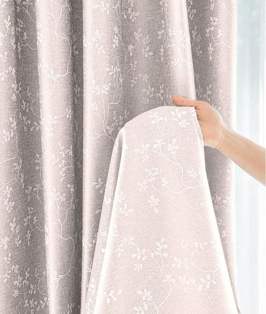 99％遮光】藤蔓刺繍 ナノ完全遮光カーテン 2枚／100cm×200cm｜洗濯可