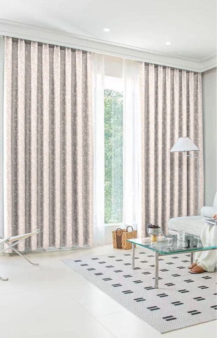 99％遮光】藤蔓刺繍 ナノ完全遮光カーテン 2枚／100cm×200cm｜洗濯可