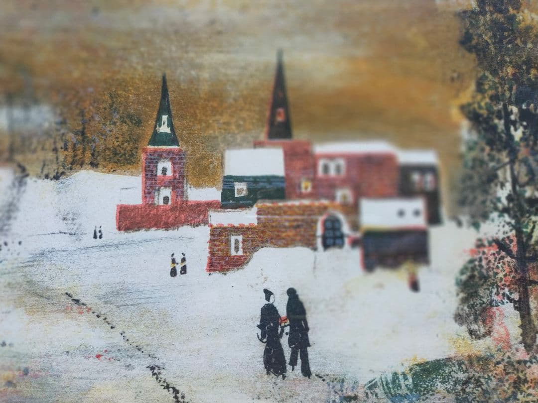 【限定250部・直筆サイン】アントニオ・リベラ 冬景色 リトグラフ 大型作品額装