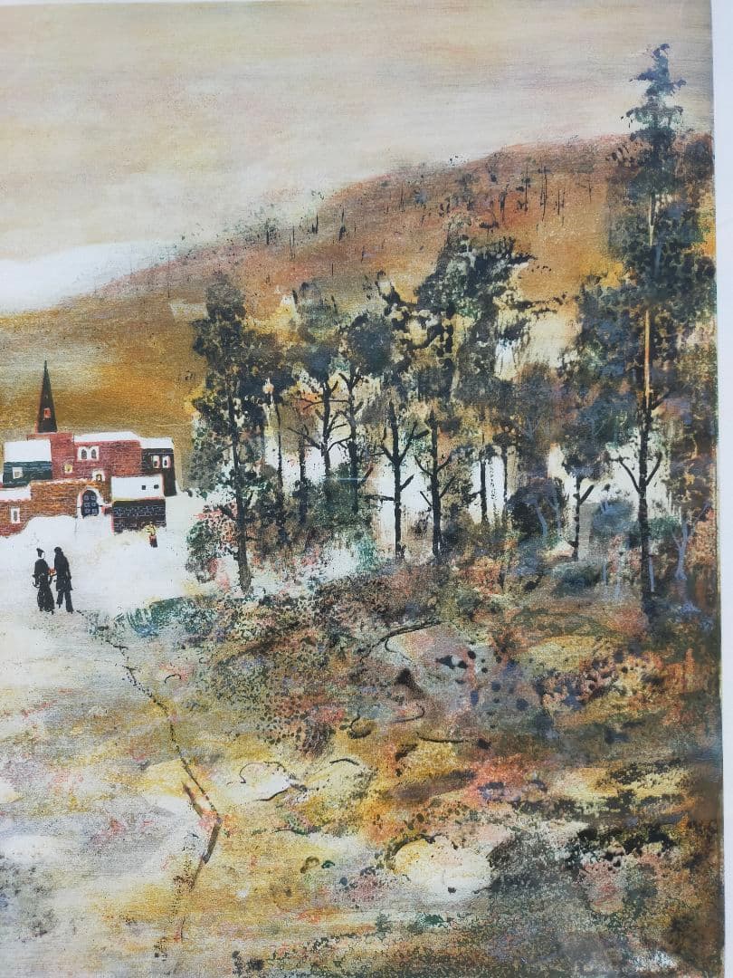 【限定250部・直筆サイン】アントニオ・リベラ 冬景色 リトグラフ 大型作品額装