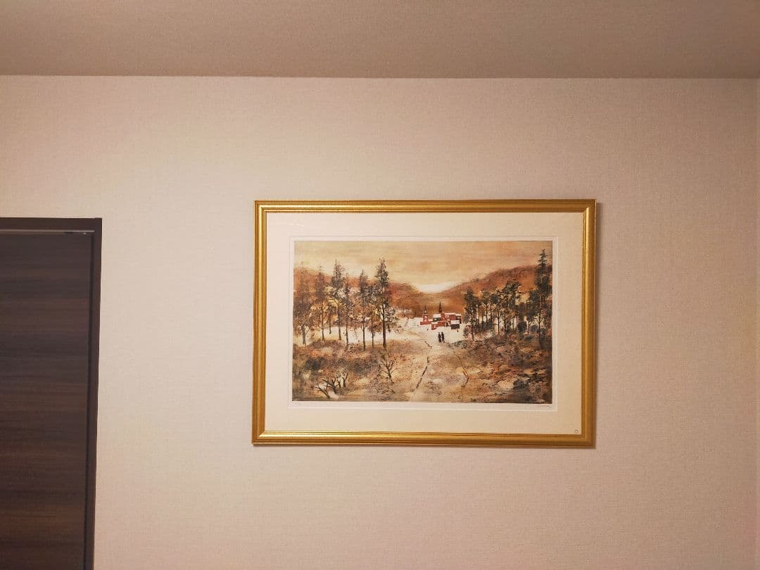 【限定250部・直筆サイン】アントニオ・リベラ 冬景色 リトグラフ 大型作品額装