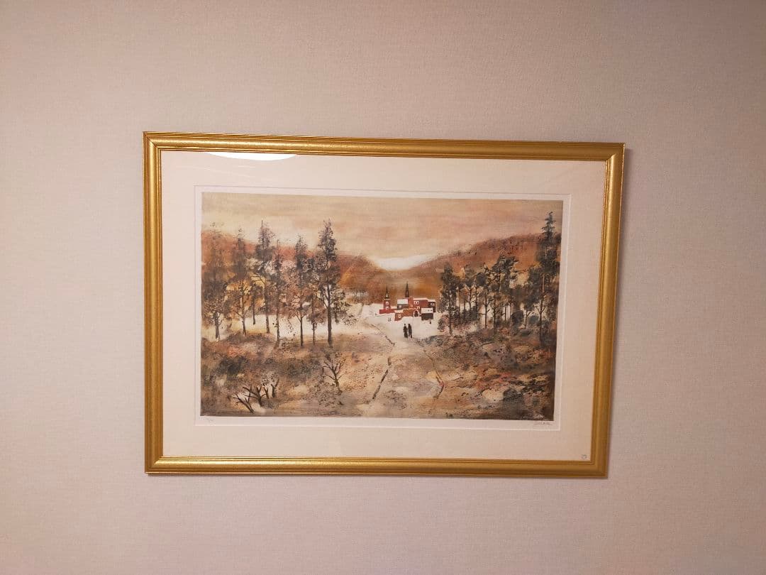 【限定250部・直筆サイン】アントニオ・リベラ 冬景色 リトグラフ 大型作品額装