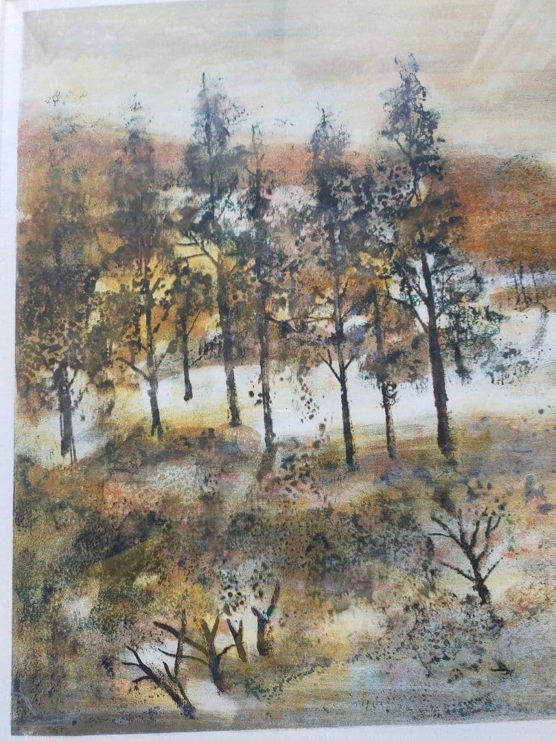 【限定250部・直筆サイン】アントニオ・リベラ 冬景色 リトグラフ 大型作品額装