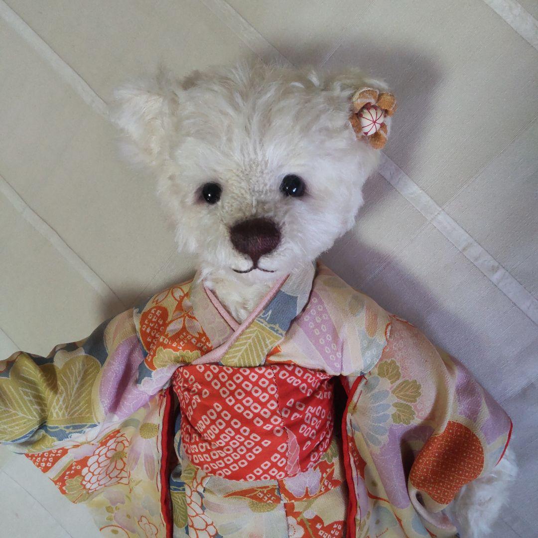 古布着物ベア　約32cm スタンド付　七五三　お正月　ひな祭り　ハンドメイド