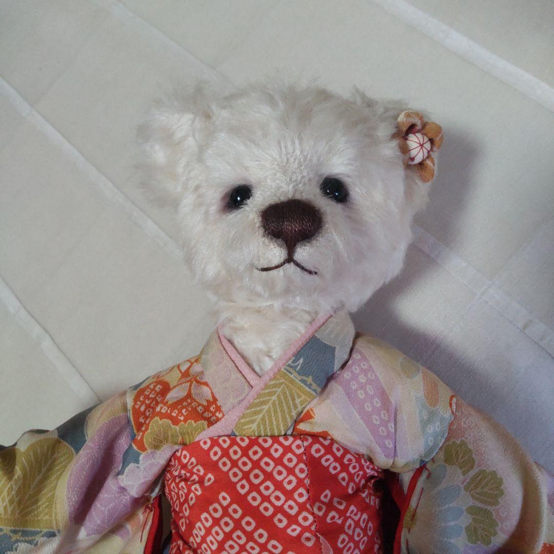古布着物ベア　約32cm スタンド付　七五三　お正月　ひな祭り　ハンドメイド