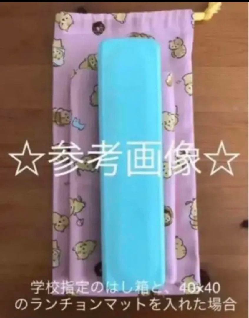 縦長巾着袋　箸箱入れ　給食袋　二つセット　(48) ハンドメイド
