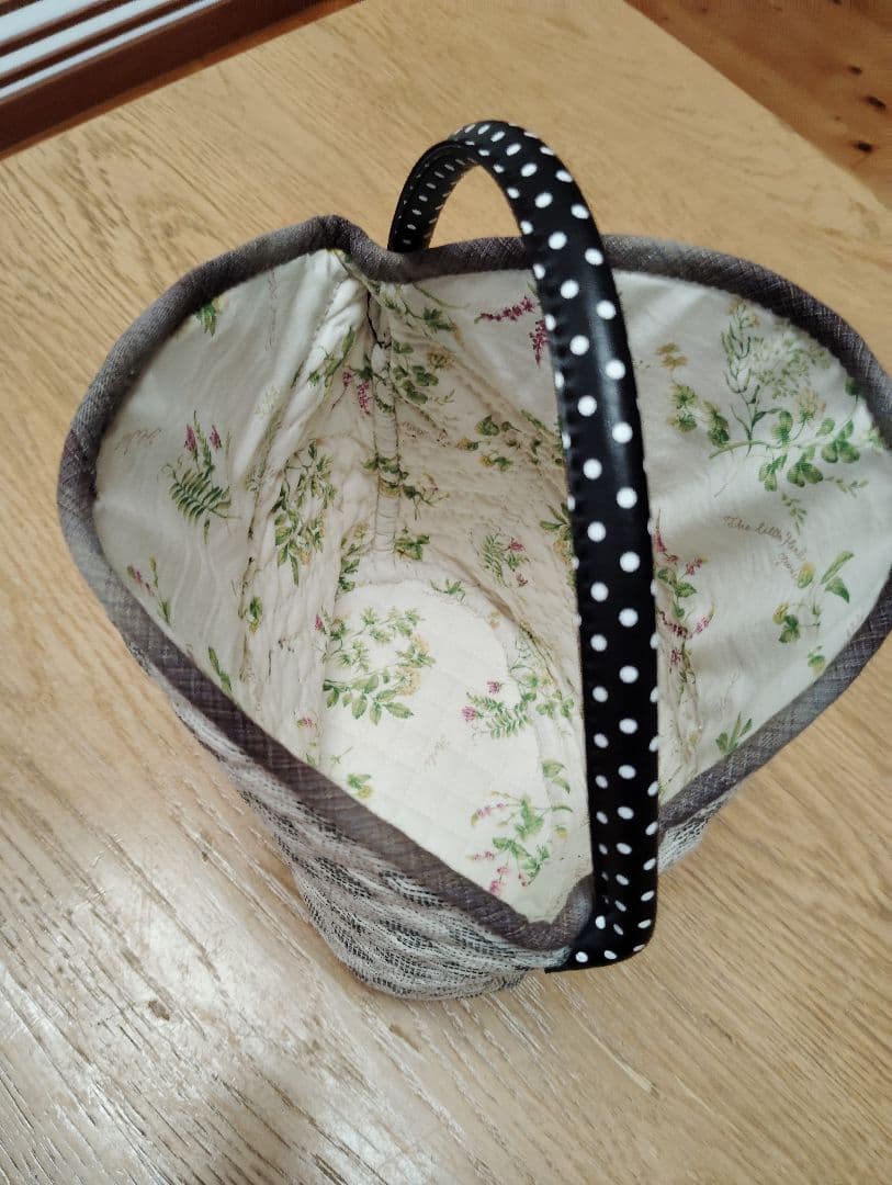 プラバン入り手提げバッグ パッチワーク ハンドメイド ワンハンドル お散歩