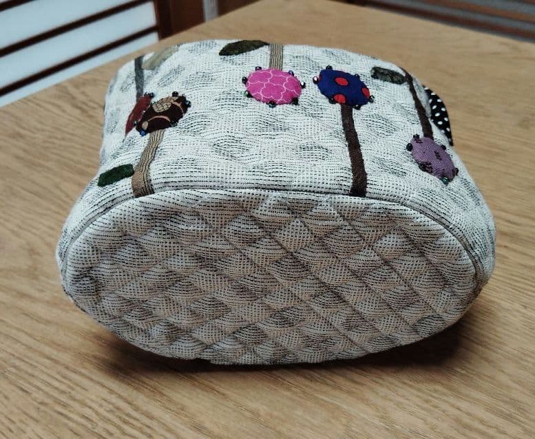 プラバン入り手提げバッグ パッチワーク ハンドメイド ワンハンドル お散歩