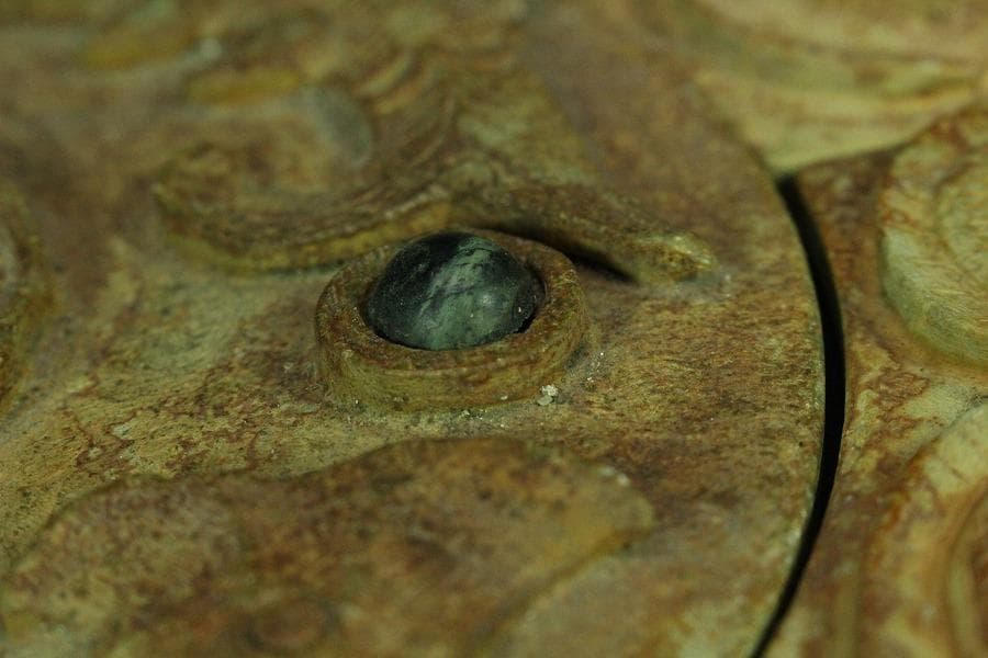 中国美術 玉壁 円形 飾(K-YC508)