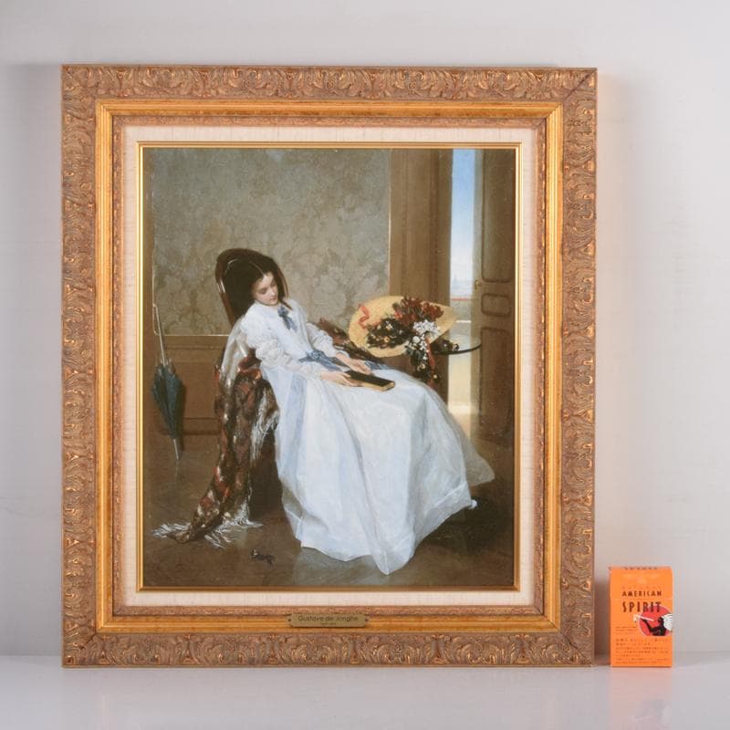 ギュスターヴ・ド・ヨンゲ作　複製画　「散歩の後」　額装　C　3549A