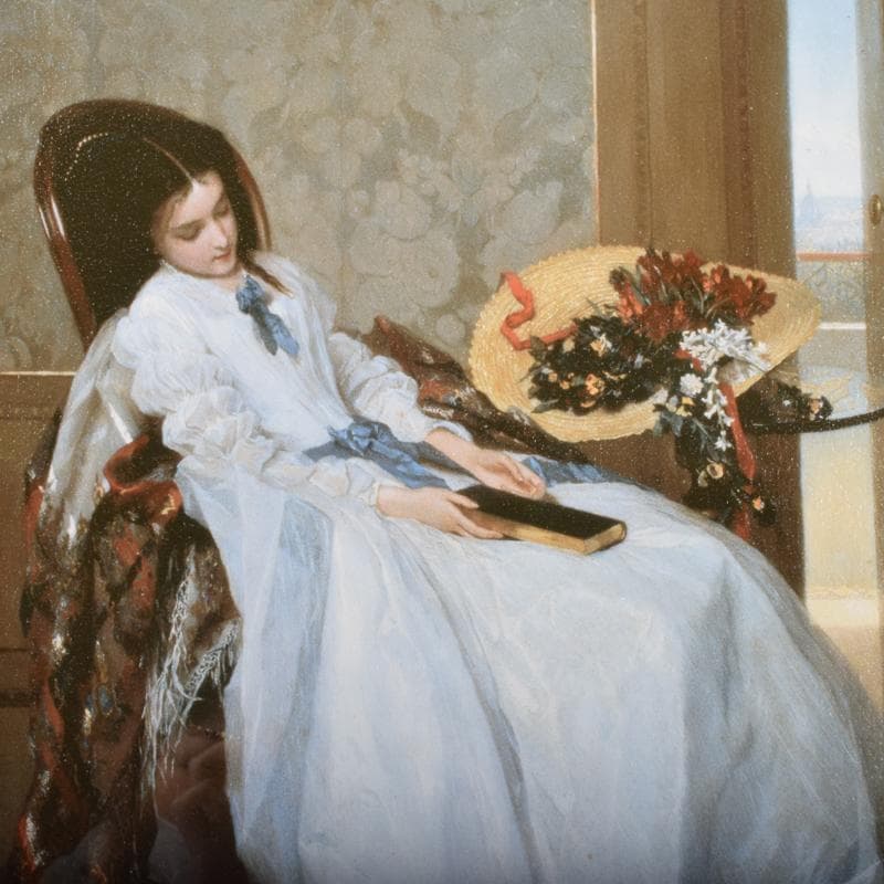 ギュスターヴ・ド・ヨンゲ作　複製画　「散歩の後」　額装　C　3549A