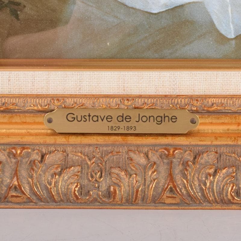 ギュスターヴ・ド・ヨンゲ作　複製画　「散歩の後」　額装　C　3549A